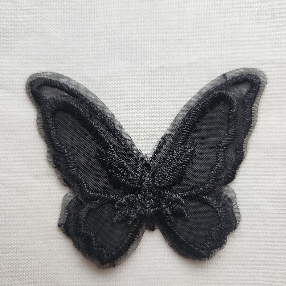 Black Lace Butterfly Sew-on Applique Patch