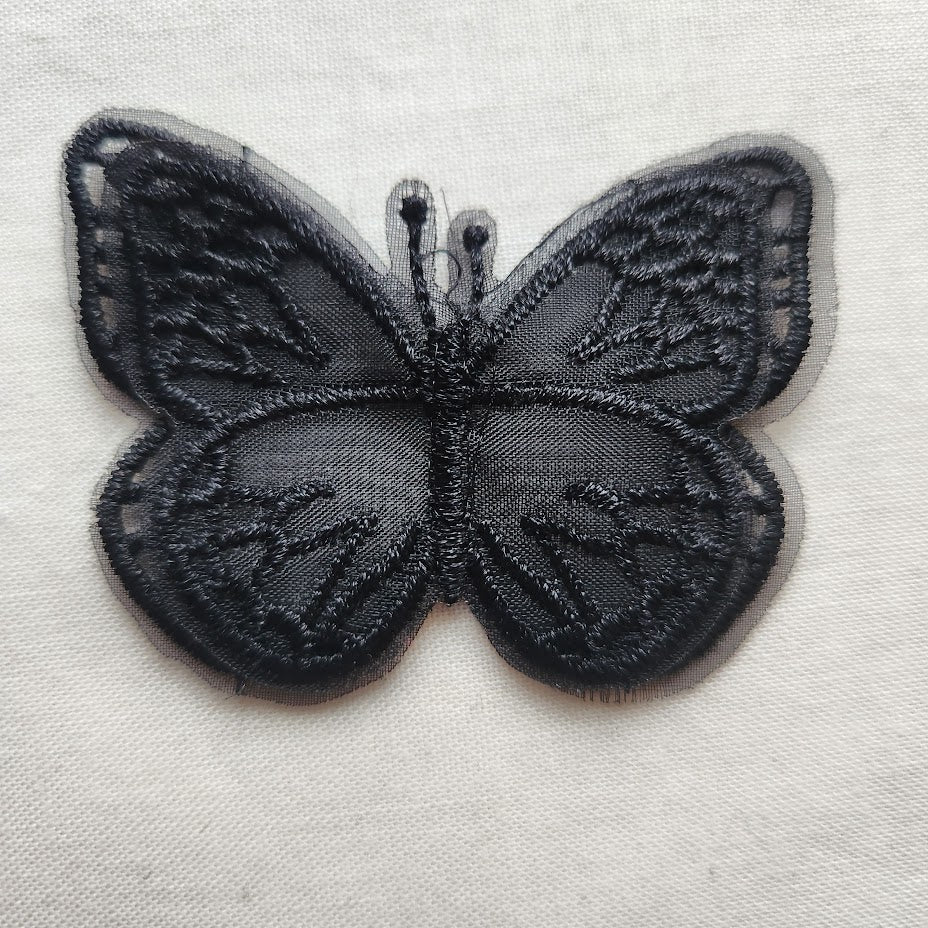 Black Lace Butterfly Sew-on Applique Patch
