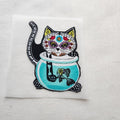 Skeleton Cat Iron-on Applique Patch