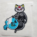 Skeleton Cat Iron-on Applique Patch