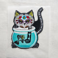 Skeleton Cat Iron-on Applique Patch