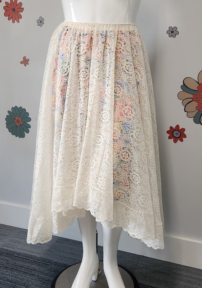 2-in-1 Lace Skirt Set - 3/4 length