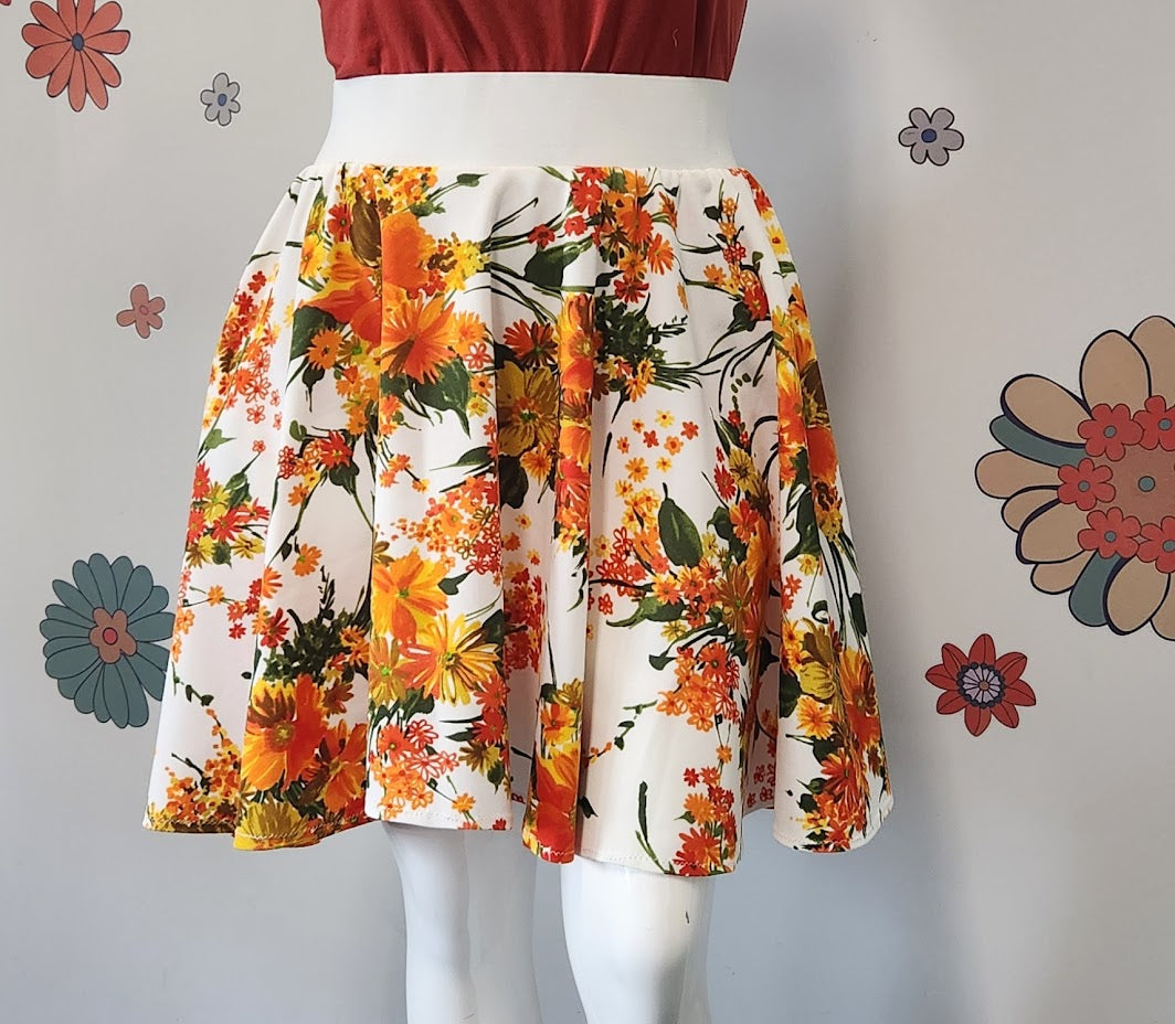 Orange Flowered Circle Skirt