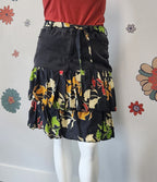Black Denim Skirt with Multi-Colured Ruffles