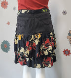 Black Denim Skirt with Multi-Colured Ruffles