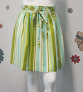 Striped Wrap Skirt with Flowered Waistband