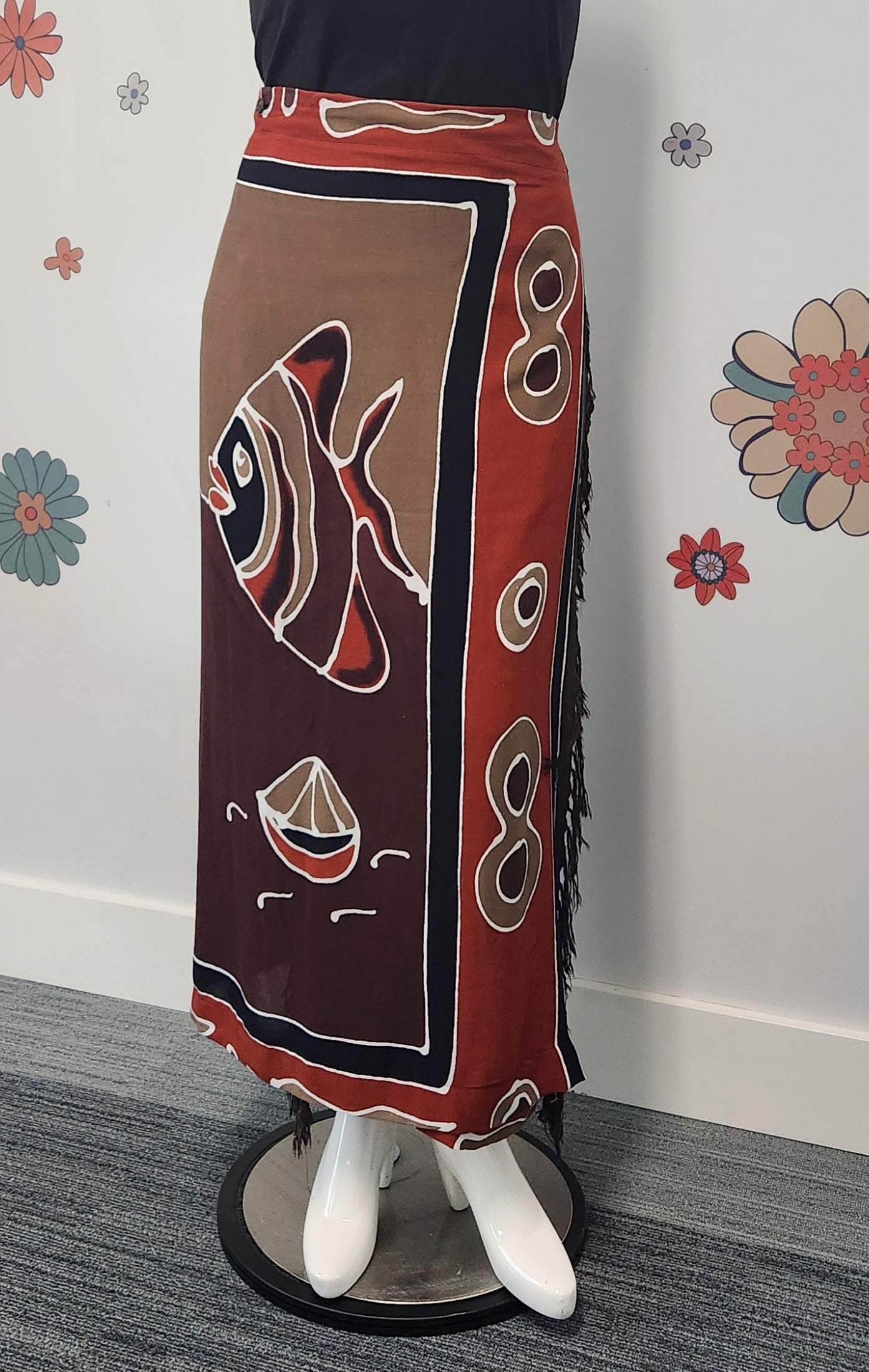Ocean Themed Maxi Wrap Skirt