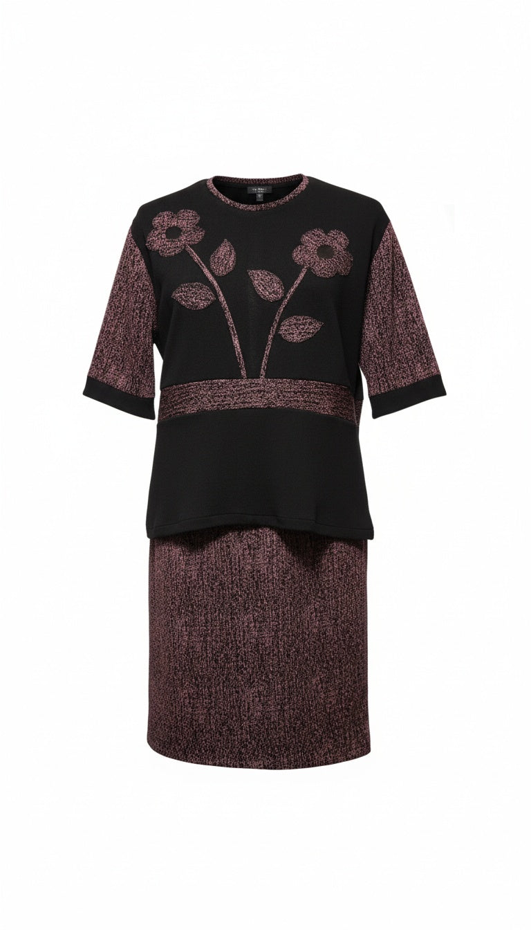 Black and Pink Top & Skirt Set - XL