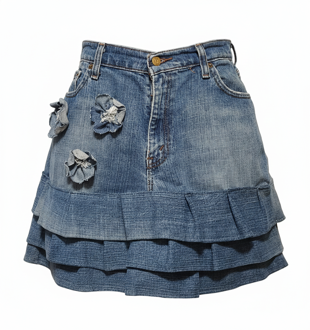 Denim Ruffled Skirt
