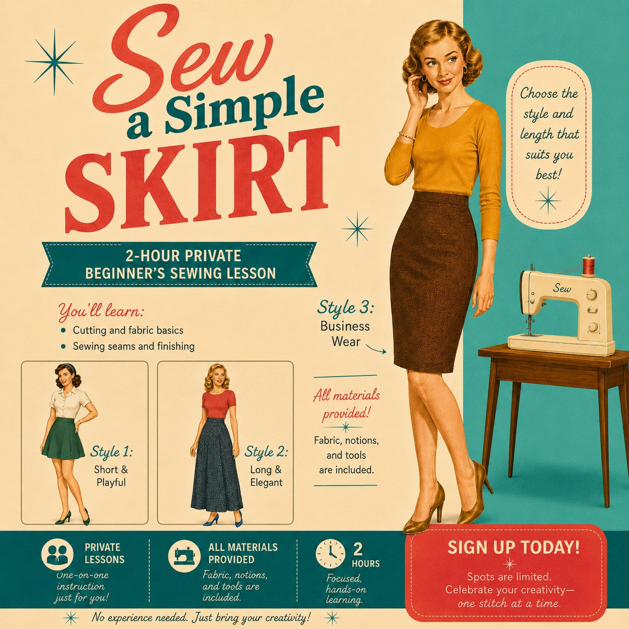 Private Sewing Lessons - Sew a Simple Skirt